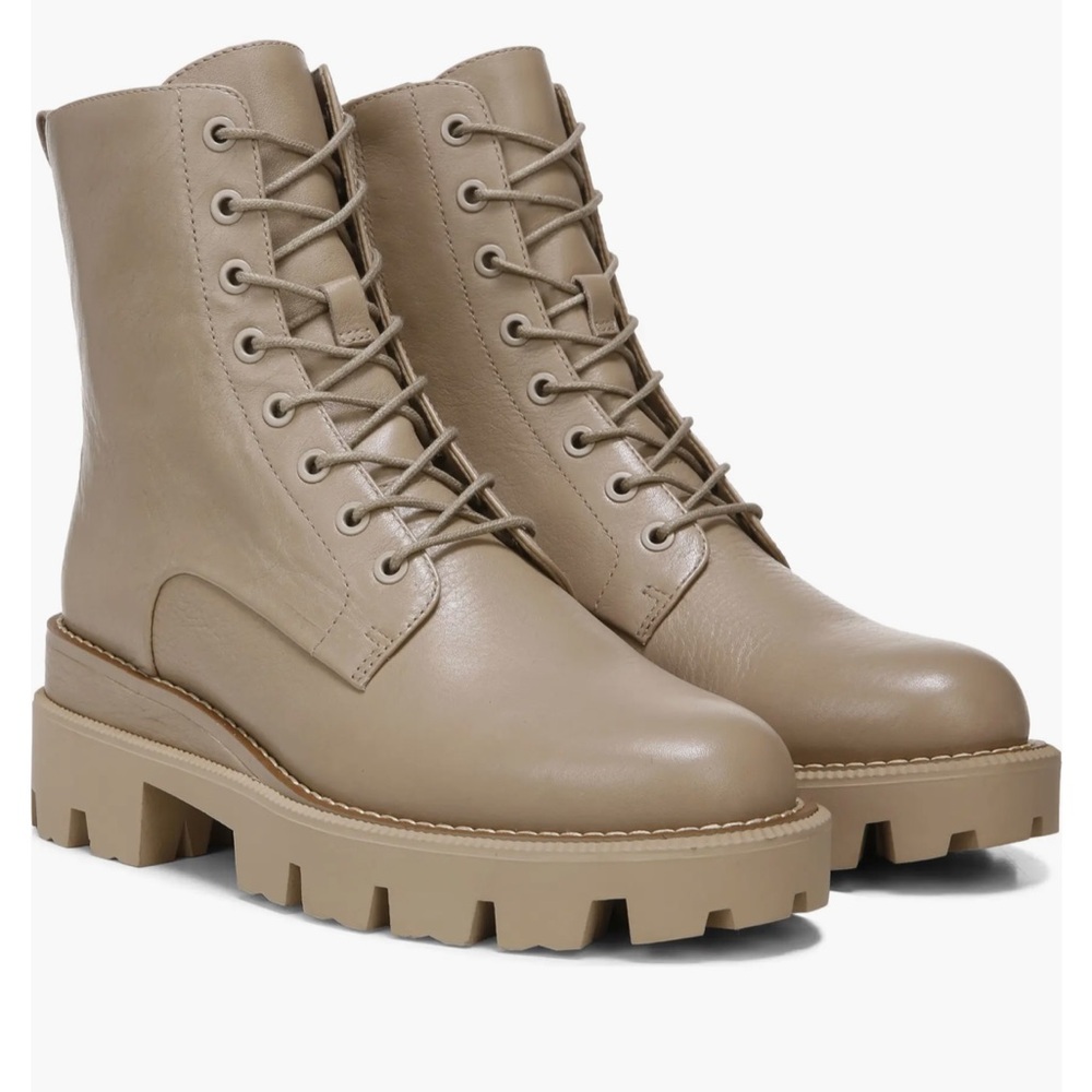SAM EDELMAN Garret Bootie - Military Moto Combat Boot - Taup / Tan